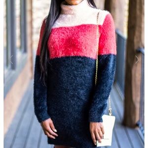 Pink and Black Sweater Dress